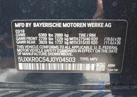 2018 BMW X5 xDrive35I from USA, damaged, VIN 5UXKR0C54J0Y04503